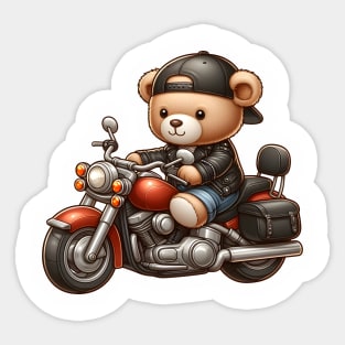 Cute Bear on a Motorcycle Kawaii Sticker